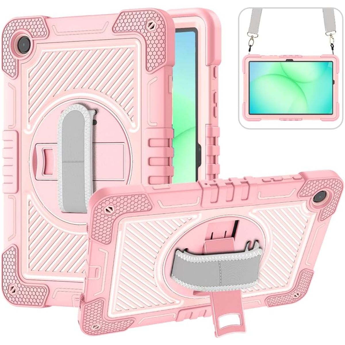 GENERICO - Funda Antigolpe Armor Correa 360° Para Samsung Tab A11 / A9 8.7 - ROSADO