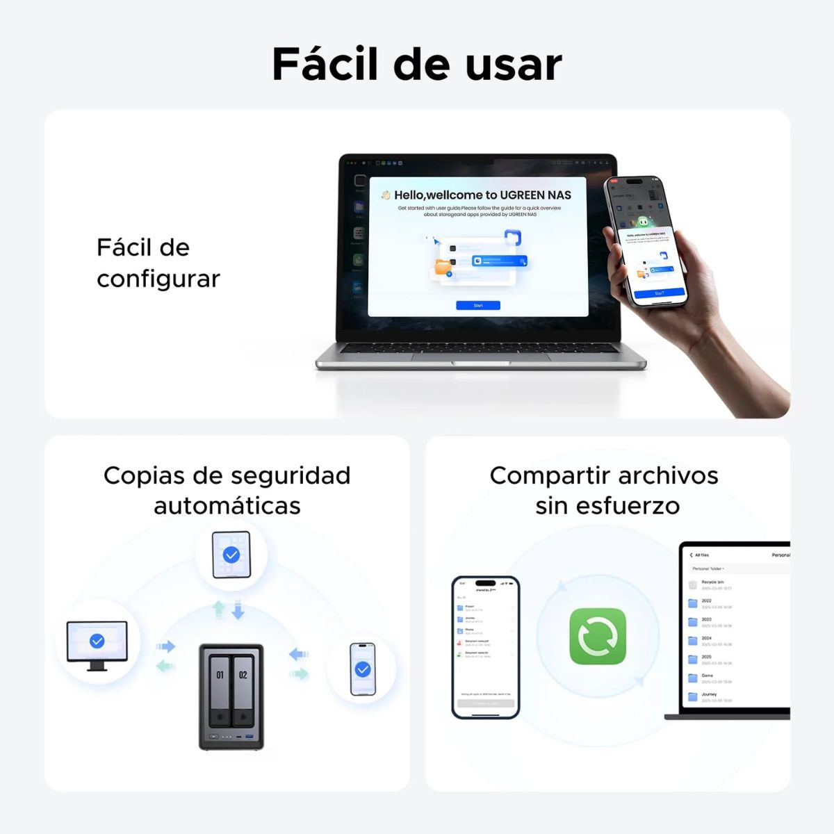 UGREEN - NAS UGREEN NASYNC DXP2800 NAS 2 BAHÍAS 2.5GBE - ALMACENAMIENTO EN RED INTELIGENTE