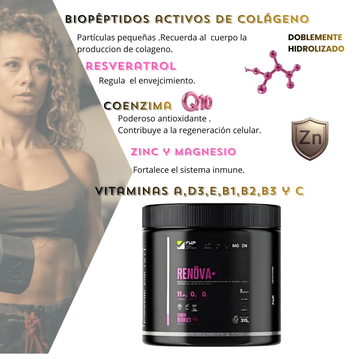 GENERICO - RENÖVA+ COLÁGENO HIDROLIZADO 315g con Biopéptidos Activos PROMOCION 2 POTES DOSIS DIARIA DE JUVENTUD
