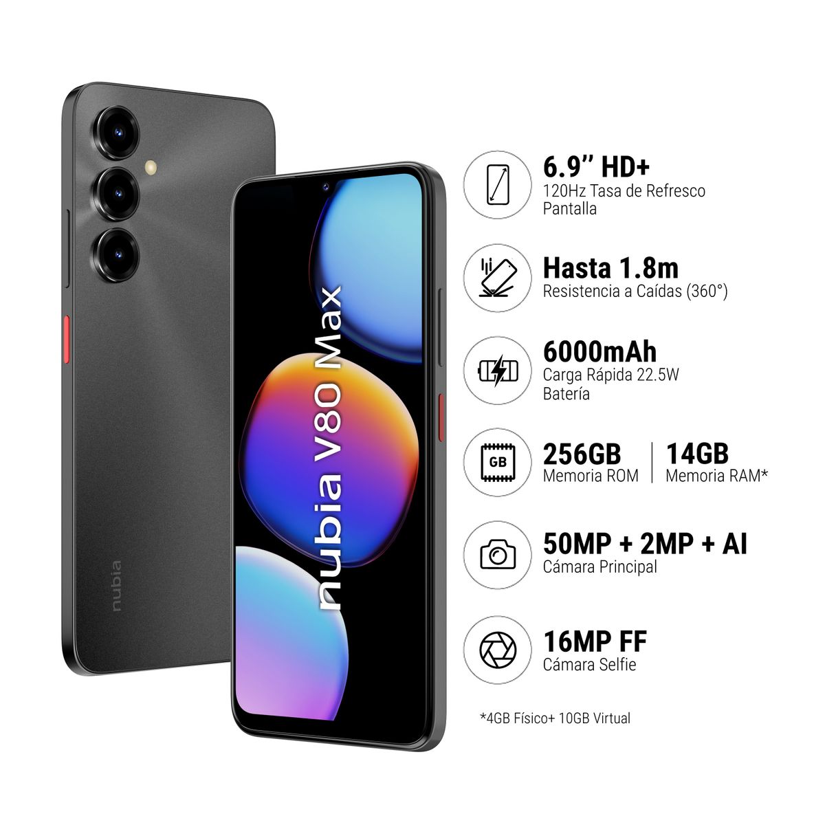 ZTE - ZTE NUBIA V80 MAX 4GB+256GB - NEGRO