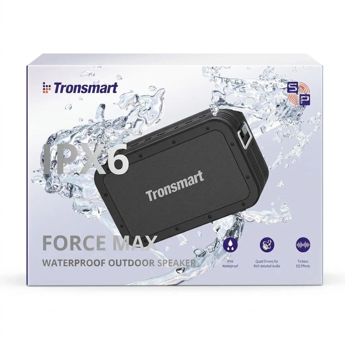 Tronsmart - Parlante Tronsmart Force Max Bluetooth 5.3 IPX6 80W SoundPulse Negro