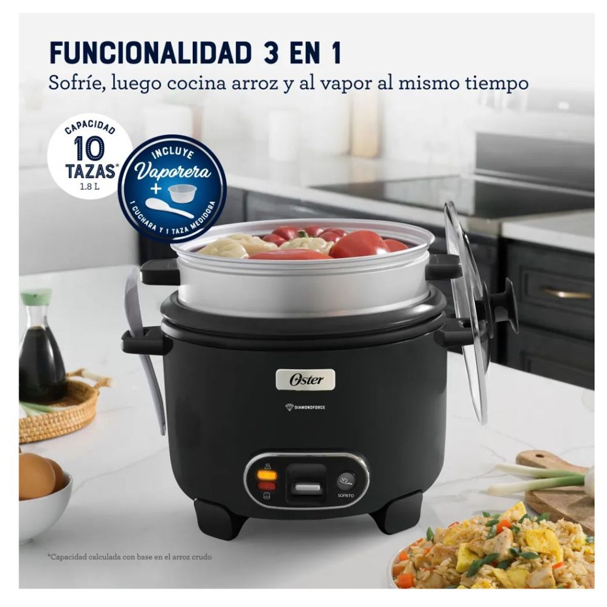 OSTER - Olla arrocera Oster 3 en 1 2.2L – CKSTRC12DFBLK-053