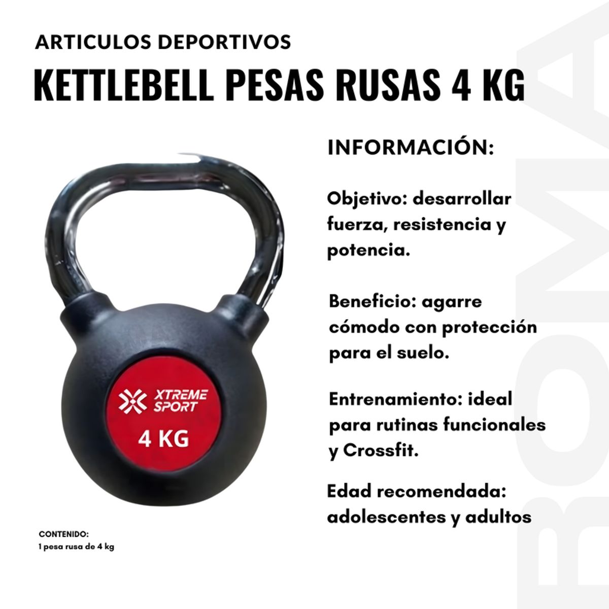 KETTLEBELL PESAS RUSAS 4 KG, marca GENERICO - Foto 2