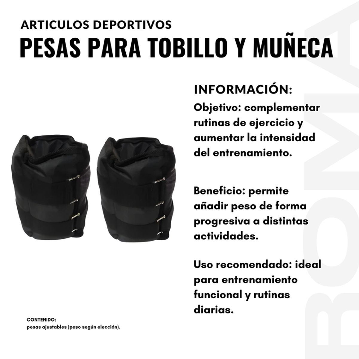 GENERICO - PESAS PARA TOBILLO Y MUÑECA DE UN 1KG