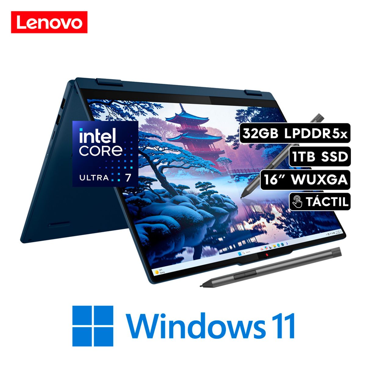 LENOVO - LAPTOP LENOVO IDEAPAD 5 2-EN-1 CORE ULTRA 7 255U RAM 32GB DISCO 1TB SSD 16" WUXGA W11