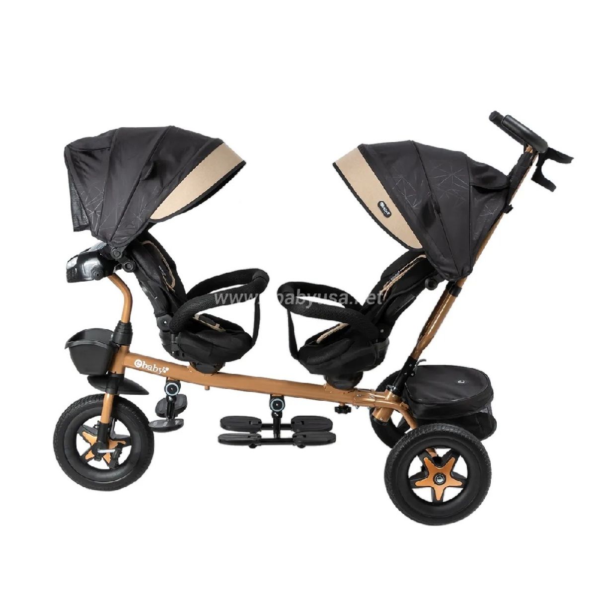 EBABY - Triciclo Mellicero Gemelar DUO LAZZO Guiador con USB Musica Luces