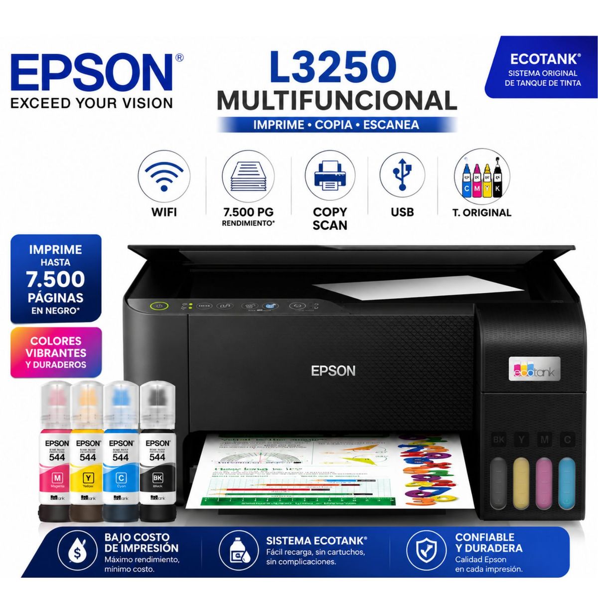EPSON - Impresora Multifuncional Epson EcoTank L3250 WiFi
