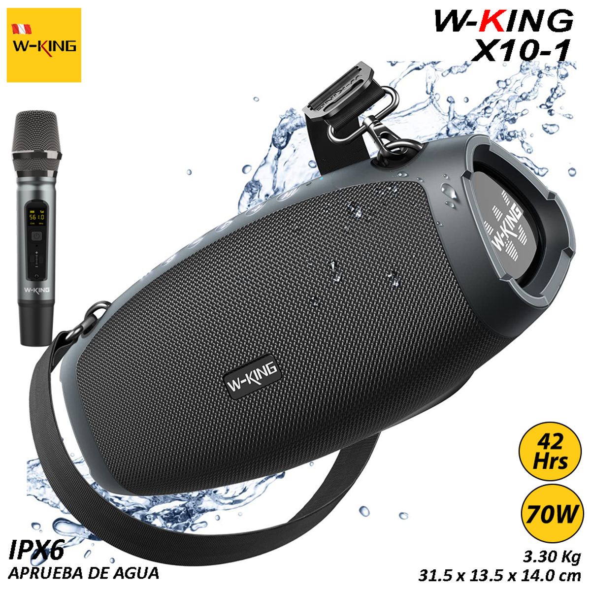 W KING - W-King X10-1 70W RMS Parlante Bluetooth 5.3 Portátil IP67 W King WKing
