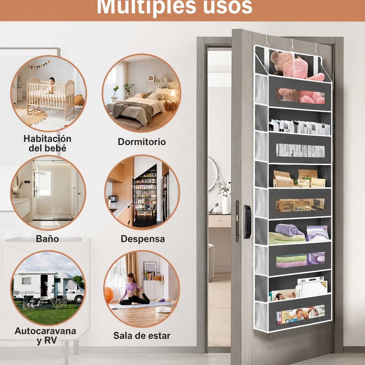 MORITA BAG STORE - ORGANIZADOR COLGANTE MULTIUSOS 4 COMPARTIMENTOS PARA CLOSET Y PUERTA - AHORRA ESPACIO TU HOGAR