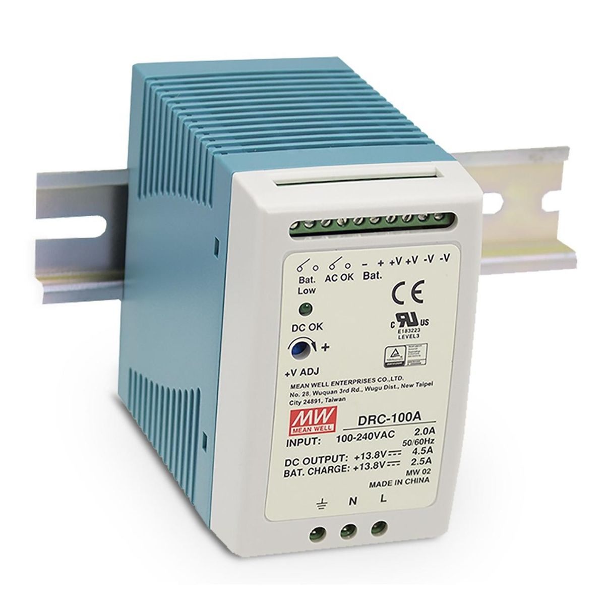 MEAN WELL - Fuentes de alimentación en carril DIN 96.6W CH1 13.8V 4.5A CH2 13.8V 2.5A