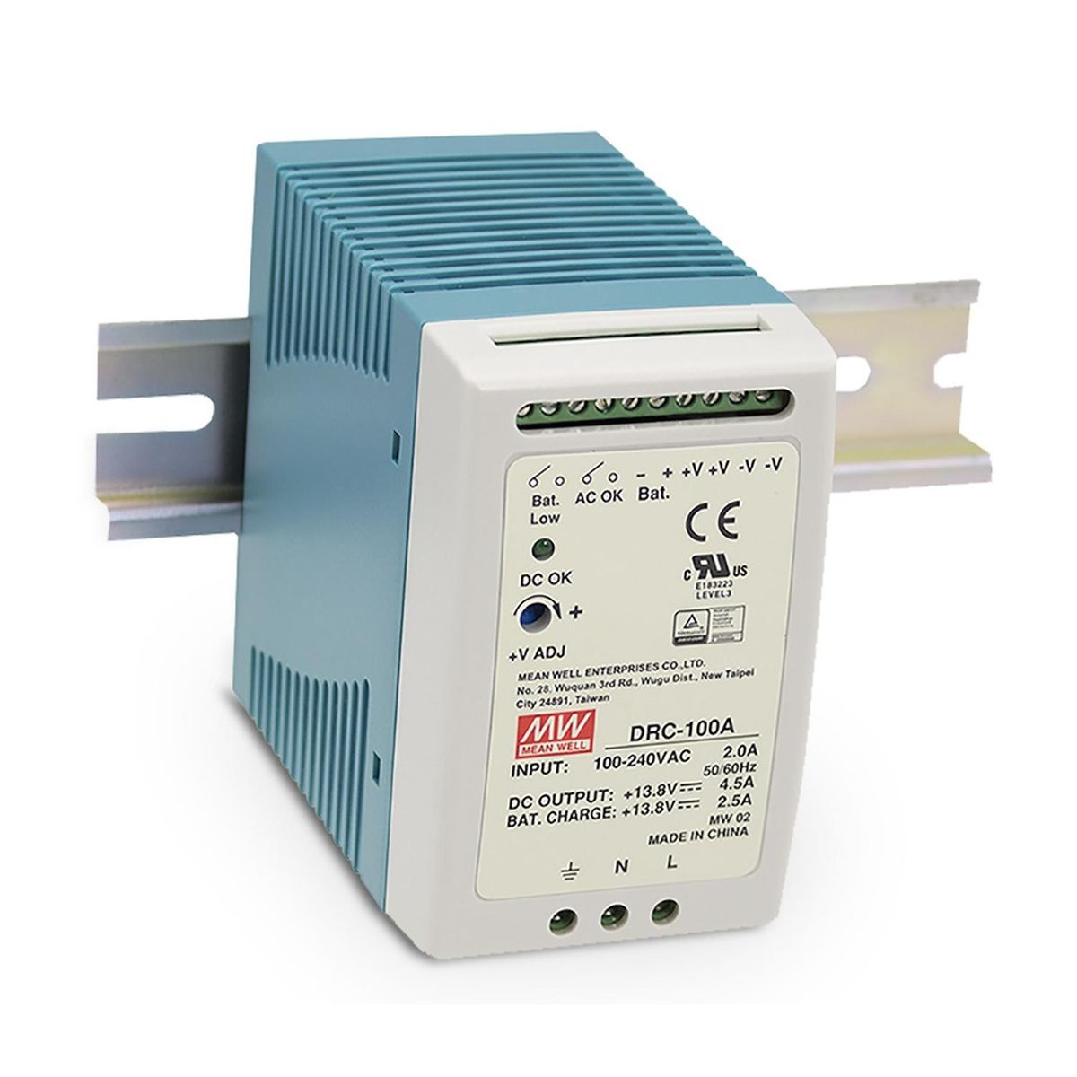 MEAN WELL - Fuentes de alimentación en carril DIN 96.6W CH1 13.8V 4.5A CH2 13.8V 2.5A
