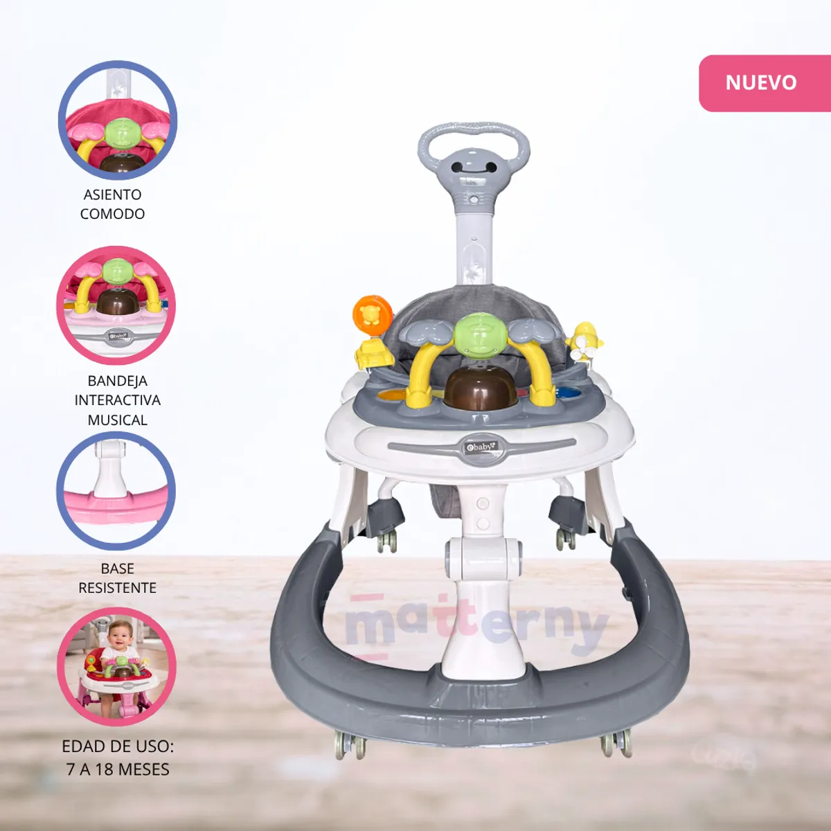 EBABY - Caminador Andador para Bebé «FLAG» Gray