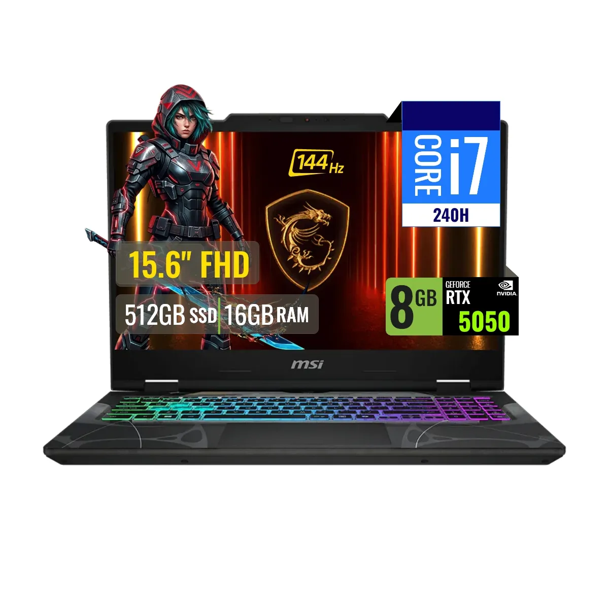 Msi - Laptop Gamer MSI Cyborg 15 B2RWEKG Intel Core 7 240H 16GB RAM 512GB SSD 8GB RTX 5050 15.6 FHD Windows 11.