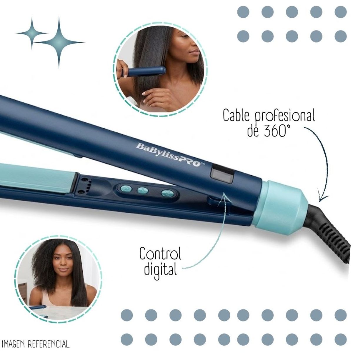Babyliss Pro - Plancha Alisadora BabylissPRO Hip By Iónica 1”- Índigo