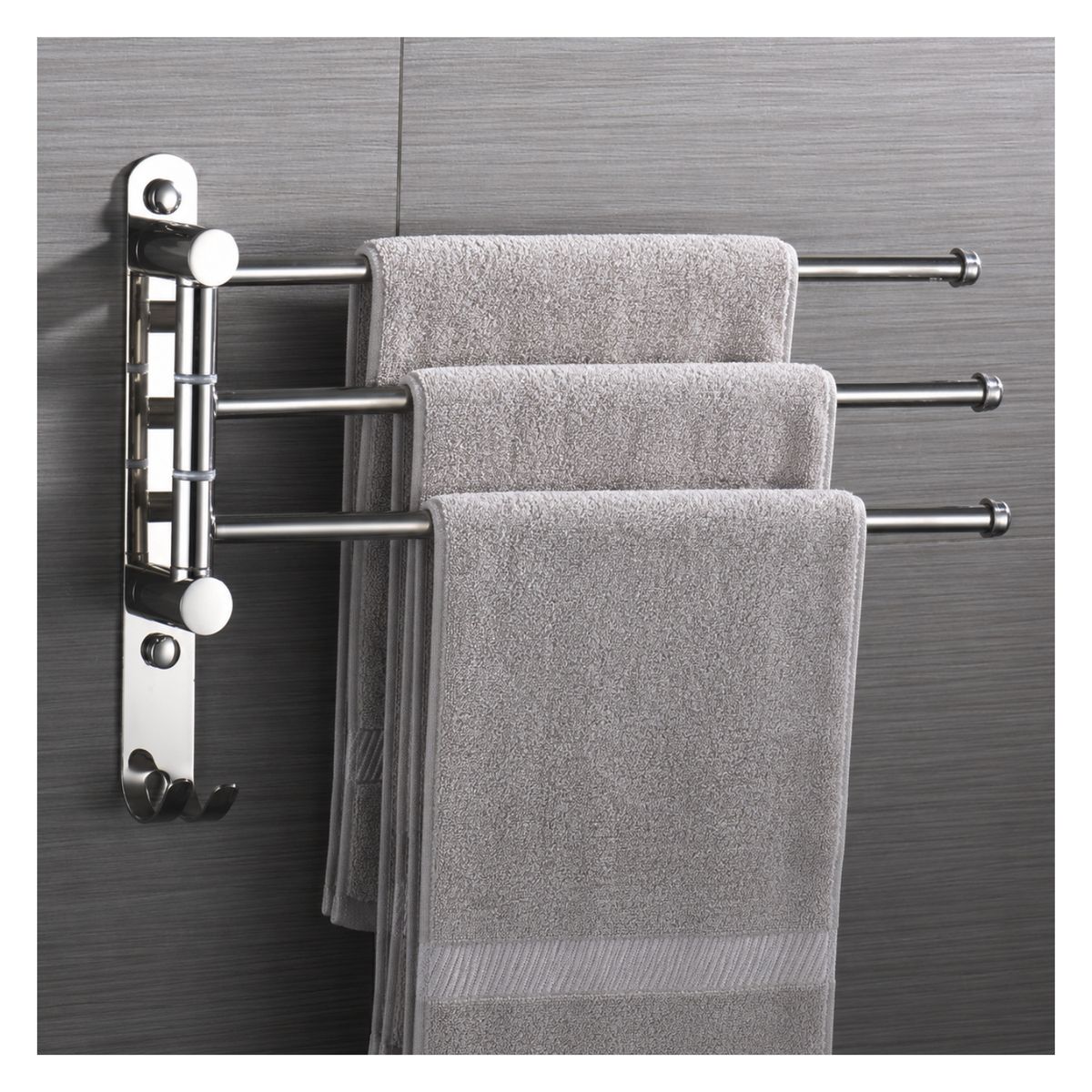 GENERICO - Toallero Giratorio Triple de Pared Acero Inoxidable