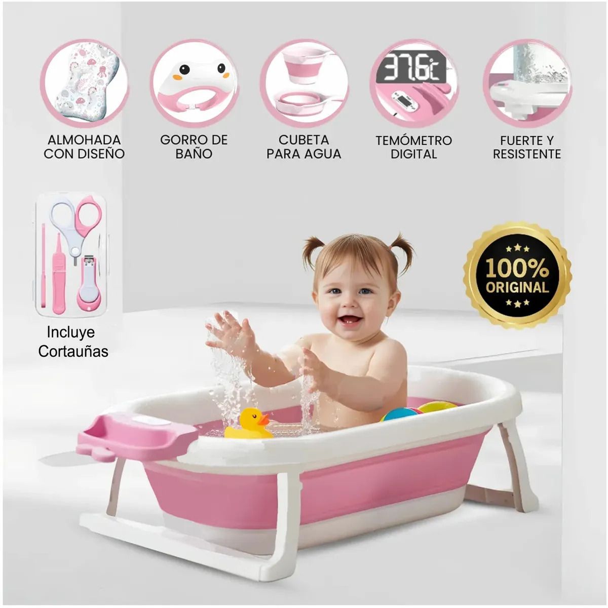 BABY CAM - Bañera Plegable Para Bebés «MAUI» Pink