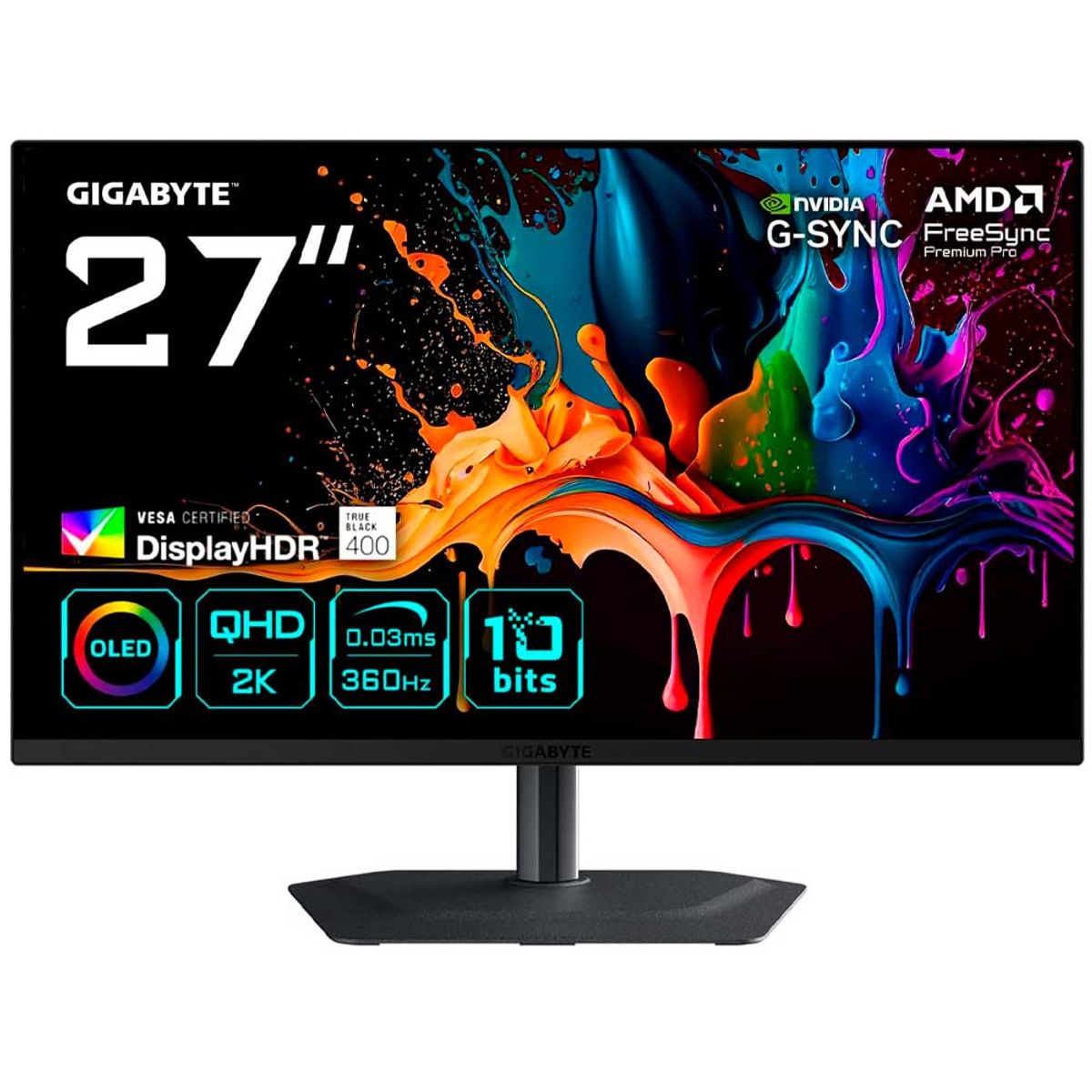 GIGABYTE - Monitor Gaming Gigabyte MO27Q3 OLED 27 QHD 2K, 360Hz, 0.3ms, G-Sync, FreeSync Premium