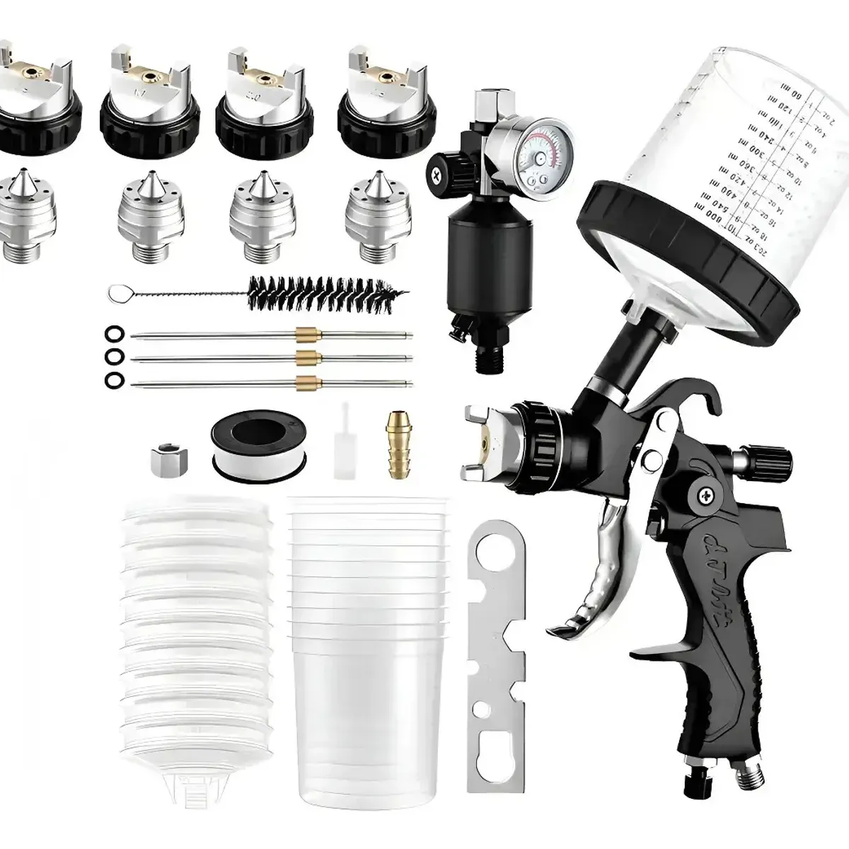 Pistola De Gravedad Hvlp 600cc Con4 Boquillas1.4+1.7+2+2.5mm, marca QUICK - Foto Principal