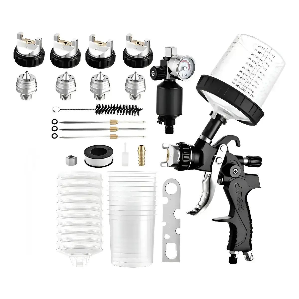 Pistola De Gravedad Hvlp 600cc Con4 Boquillas1.4+1.7+2+2.5mm, marca QUICK - Foto Principal