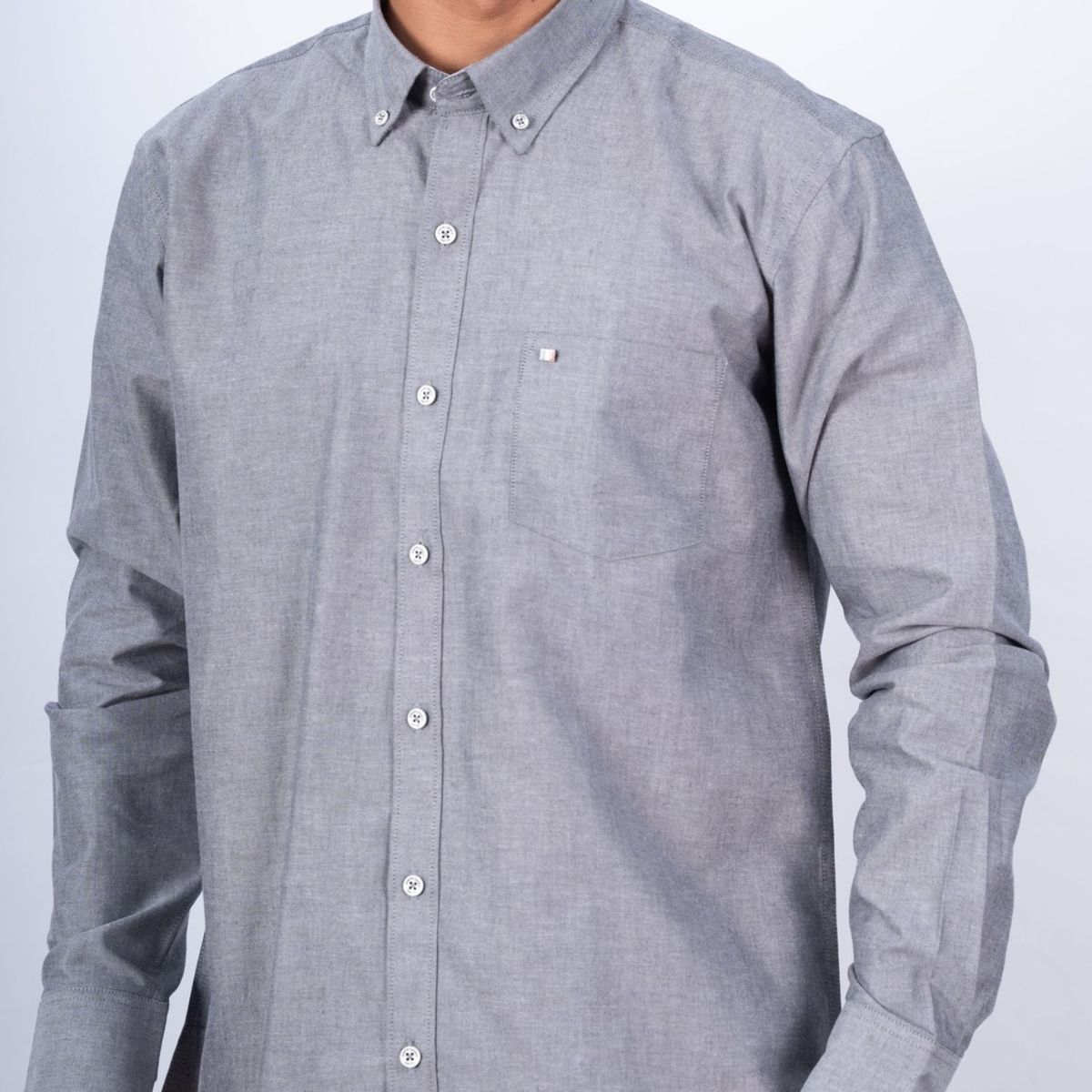 Pierre Cardin - CAMISA ML OXFORD COLOR ENTERO ETQ AZUL PC-63621CA