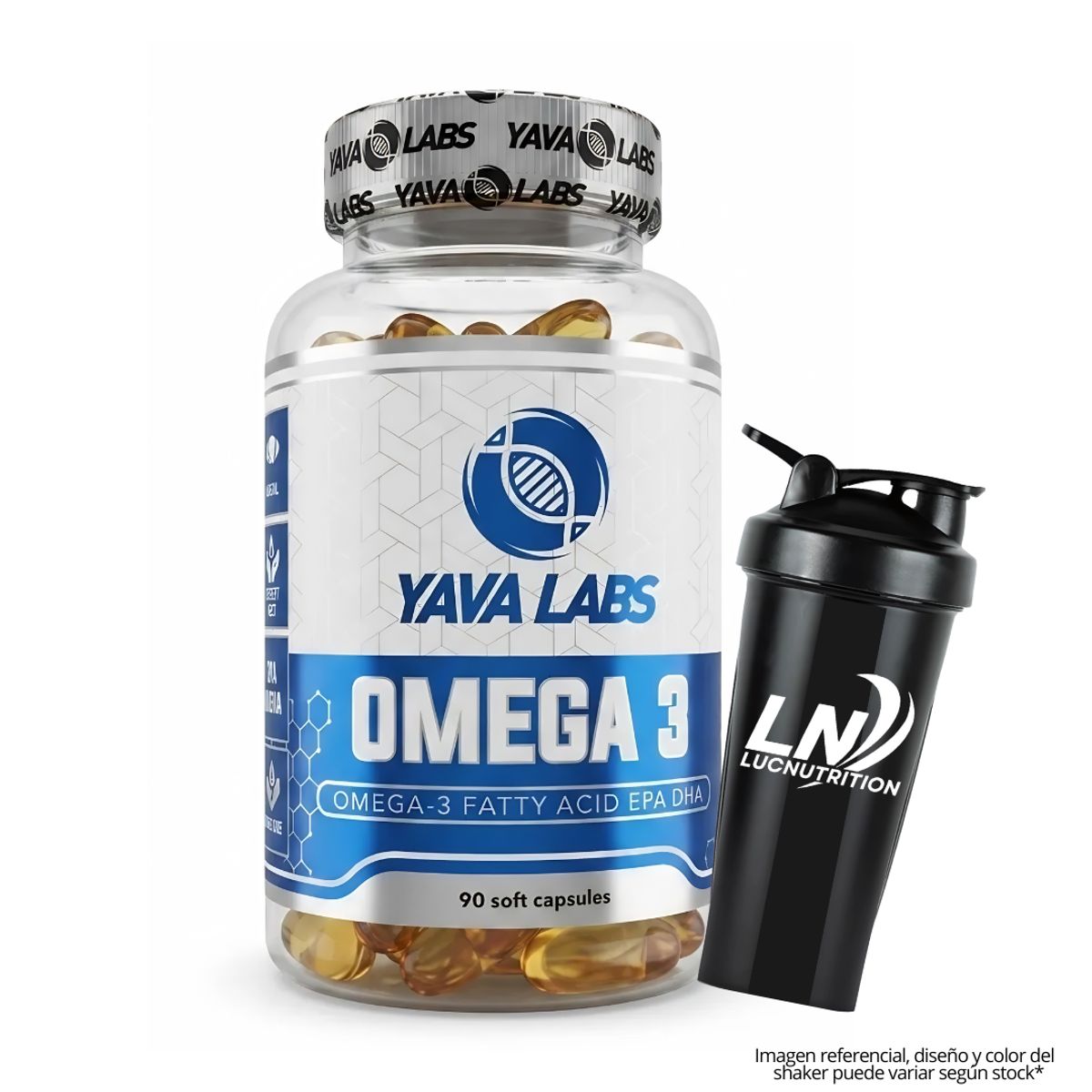 GENERICO - Omega 3 Yava Labs 1000 mg Fish Oil - 90 Cápsulas + Shaker