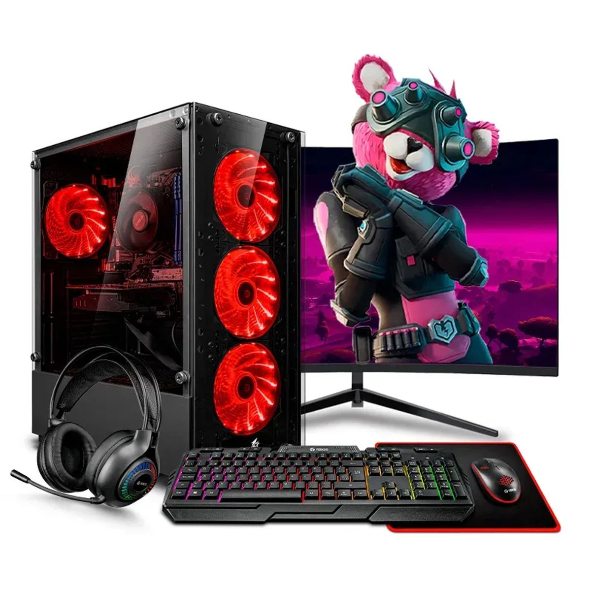 RYZEN - Pc Gamer AMD Ryzen 7  5700G 16gb 500GB 24 Mipclista Haku Red