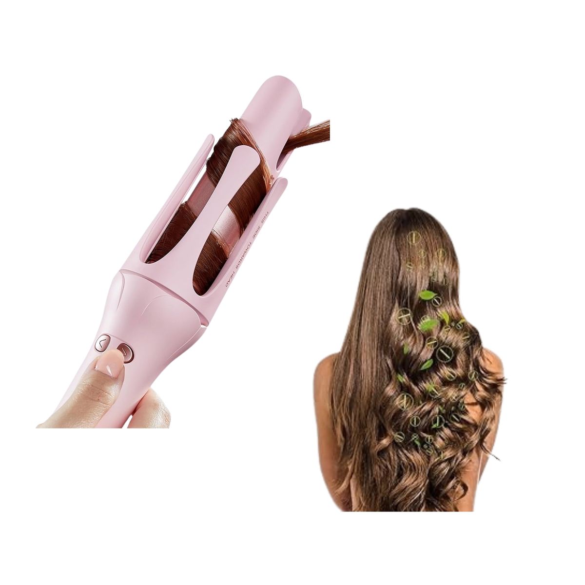 OEM - Risador De Pelo Automatico Giratorio Resistente Rosa
