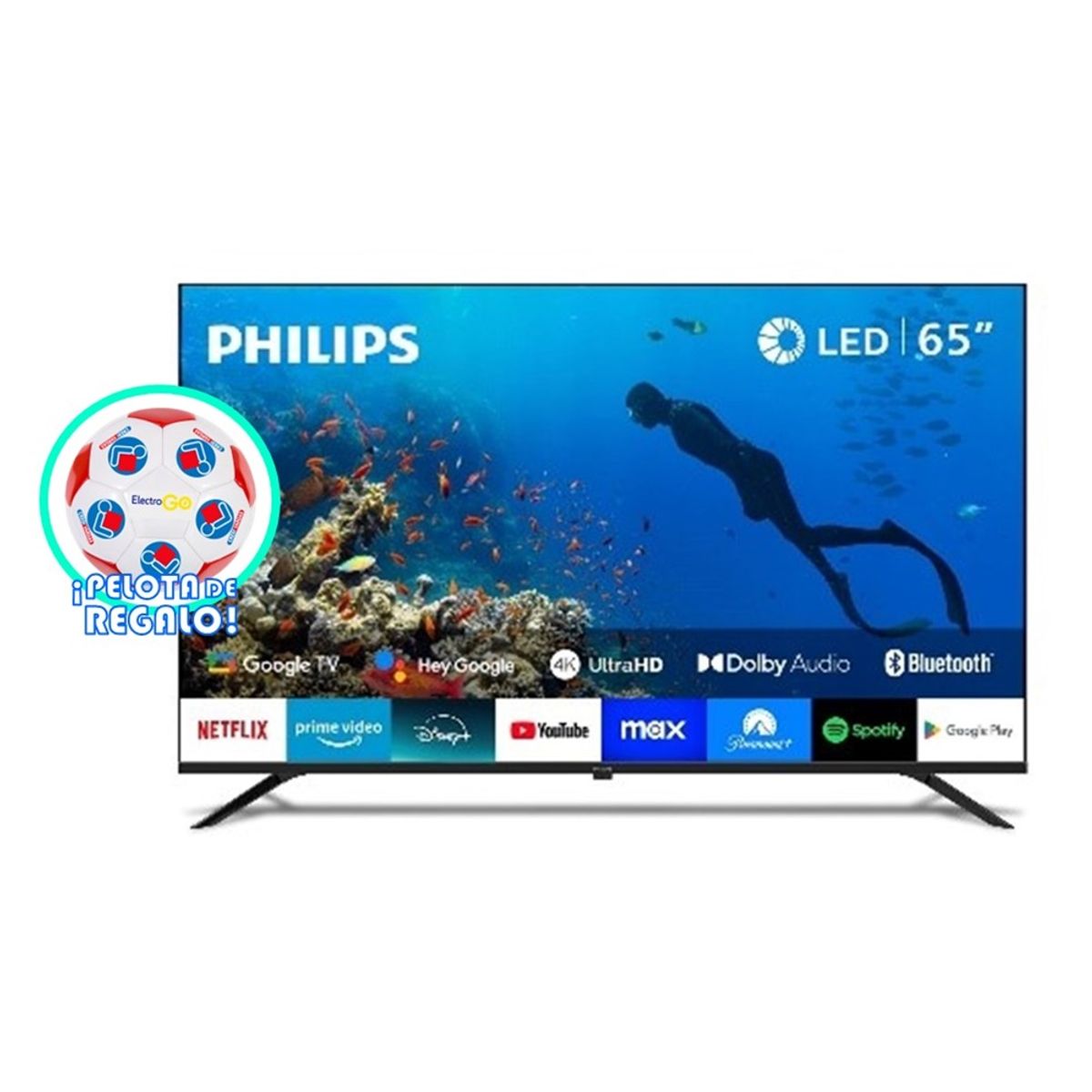 PHILIPS - TELEVISOR PHILIPS SMART TV 65 LED 4K GOOGLE TV 65PUD7019 + PELOTA DE REGALO