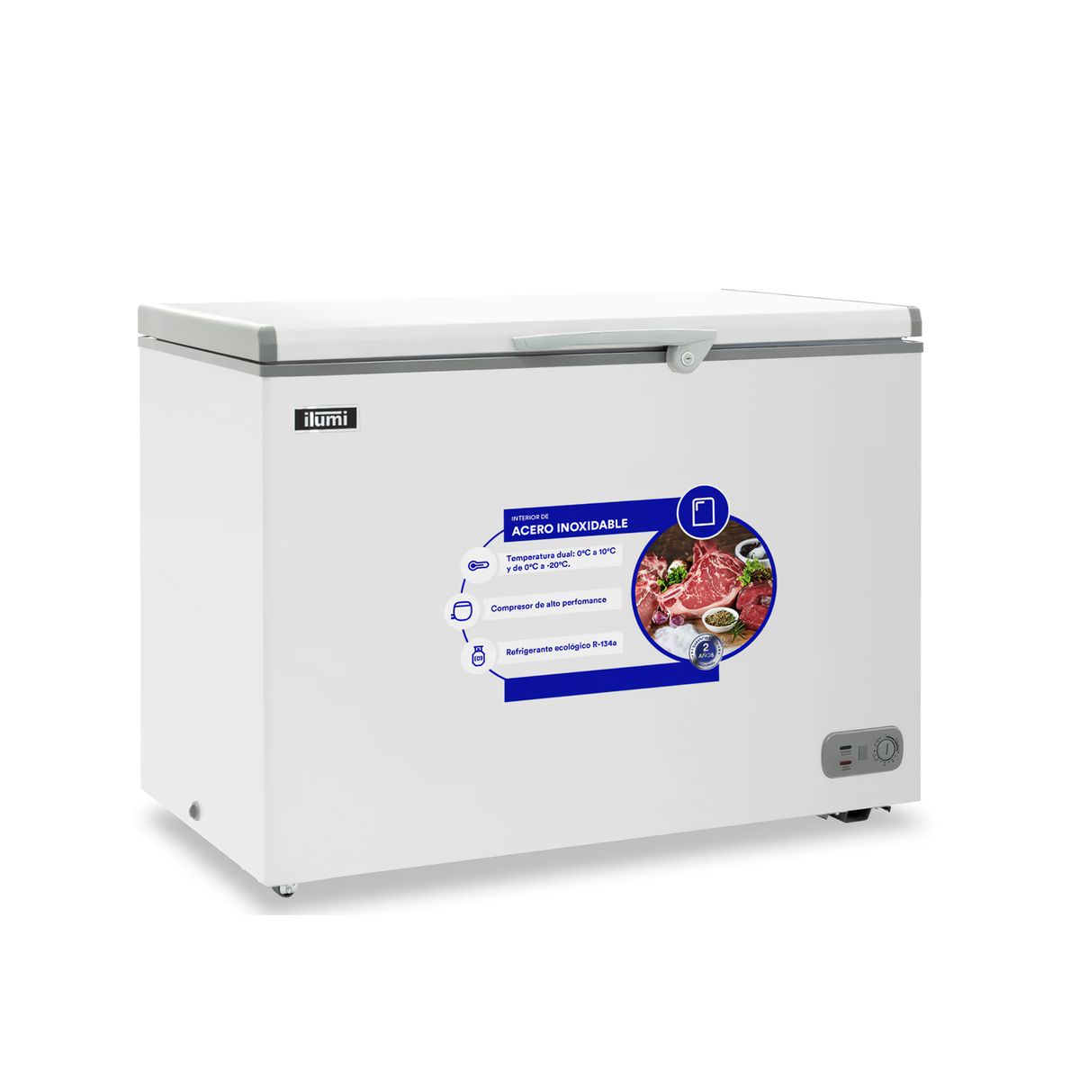 Ilumi - Congelador con Tina de Acero Inoxidable de 340 Litros TFI-3400WH Blanco
