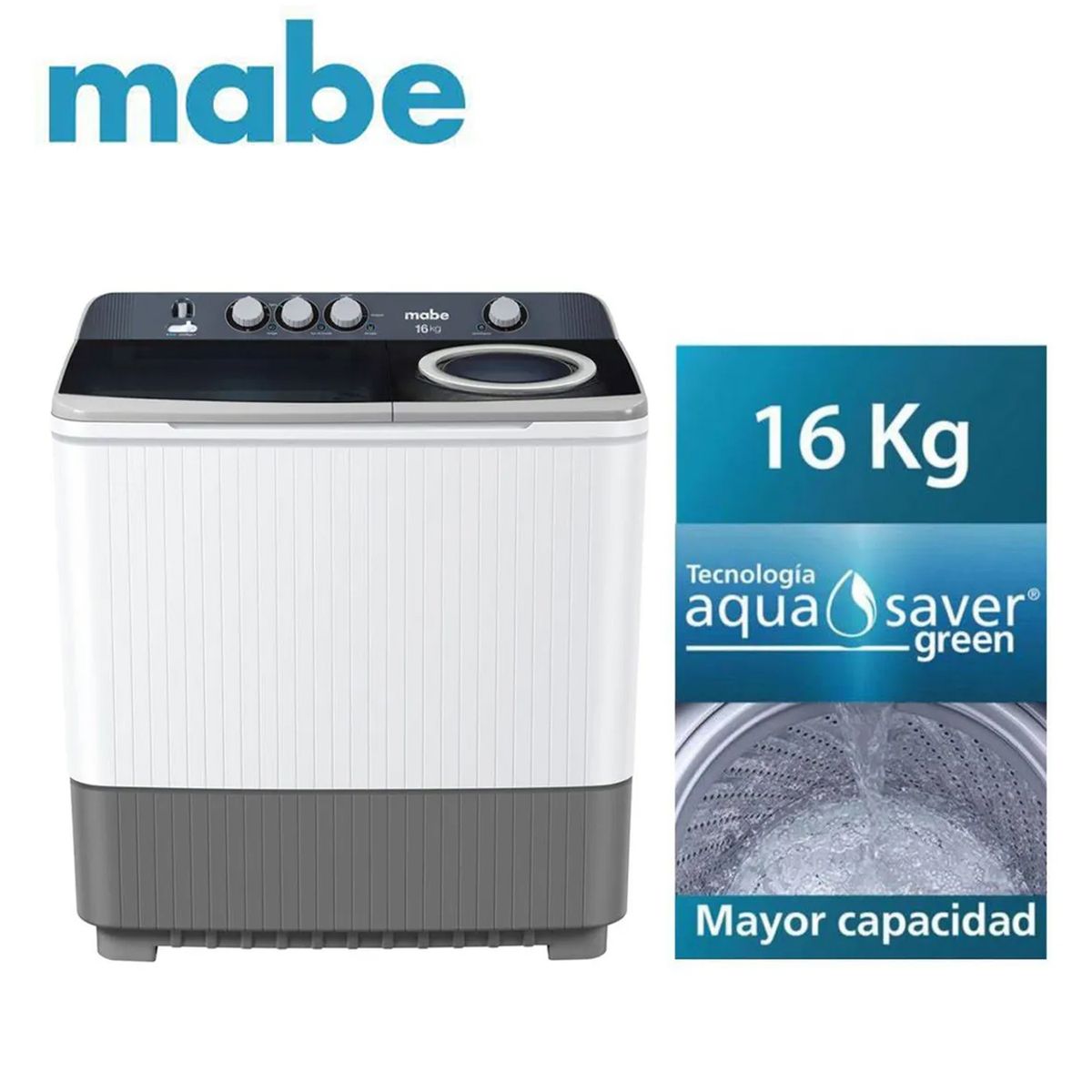 Mabe - Lavadora Semiautomática de 16 kg blanca LMD6124PBBB0