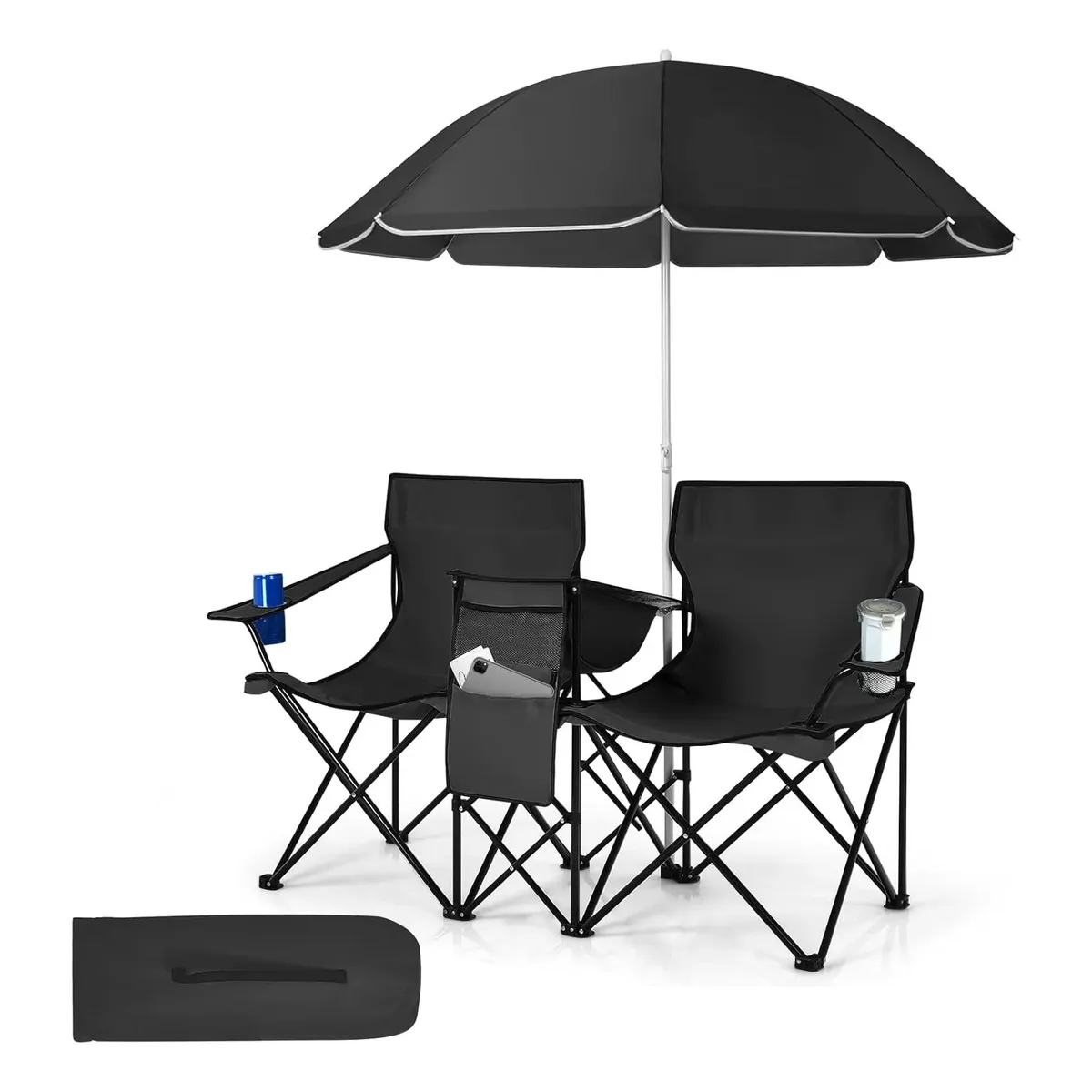 AFVENTURA - Silla De Camping Doble Con Paraguas