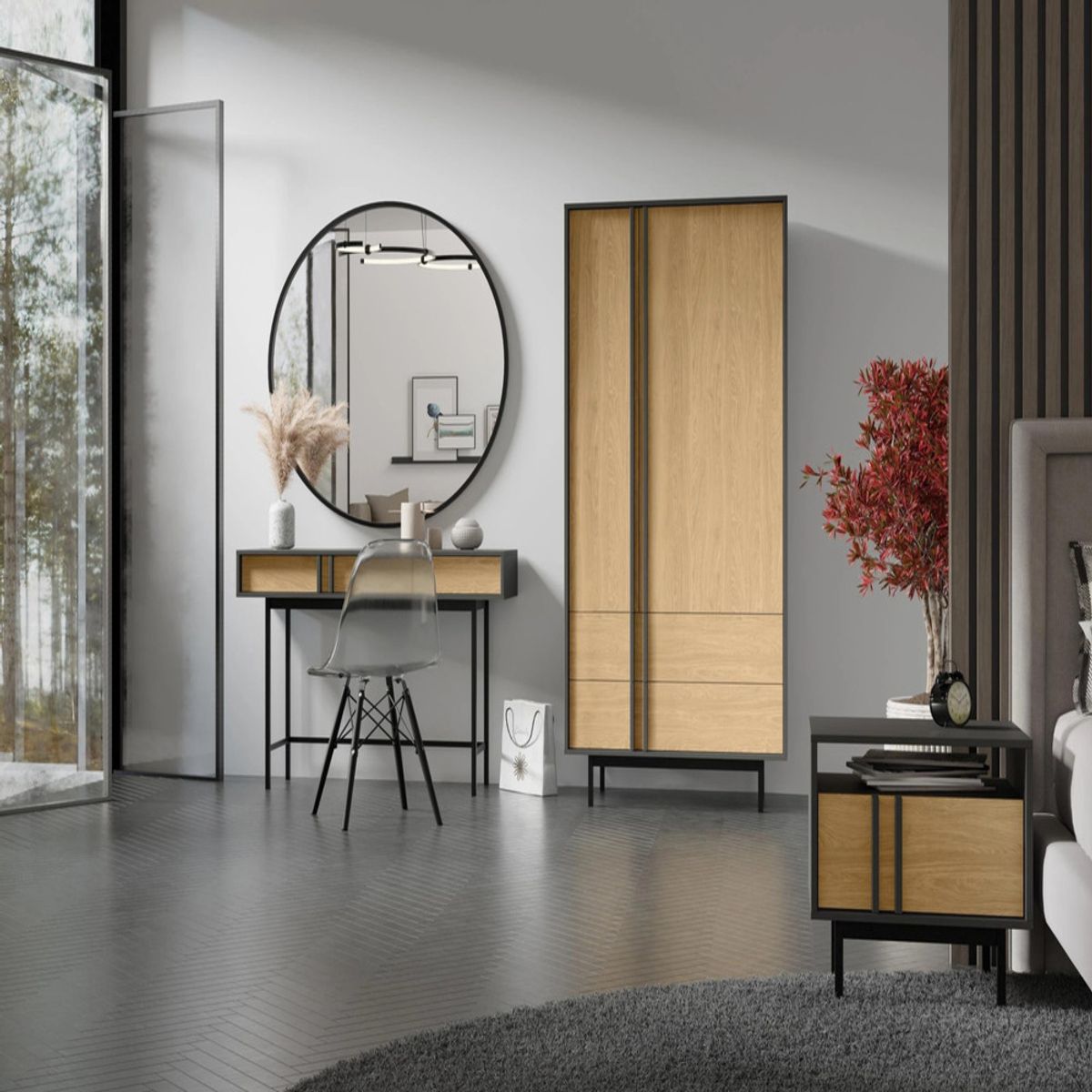 R&R MUEBLES - Mesa Consola Moderno Angie Panela y Negro R&R Muebles