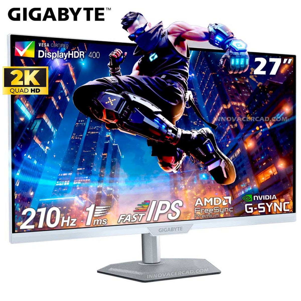 GIGABYTE - Monitor Gigabyte M27Q2 ICE 27" 2K, QHD 210HZ OC 1MS GTG DisplayHDR 400 NVIDIA G-SYNC