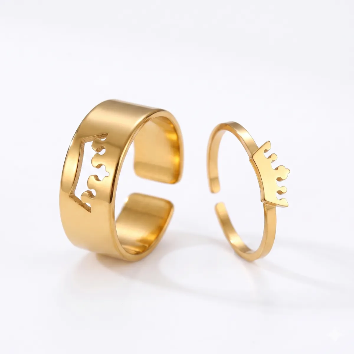 GENERICO - Anillos Ajustables de Pareja Rey y Reina  Diseño Elegante y Romántico