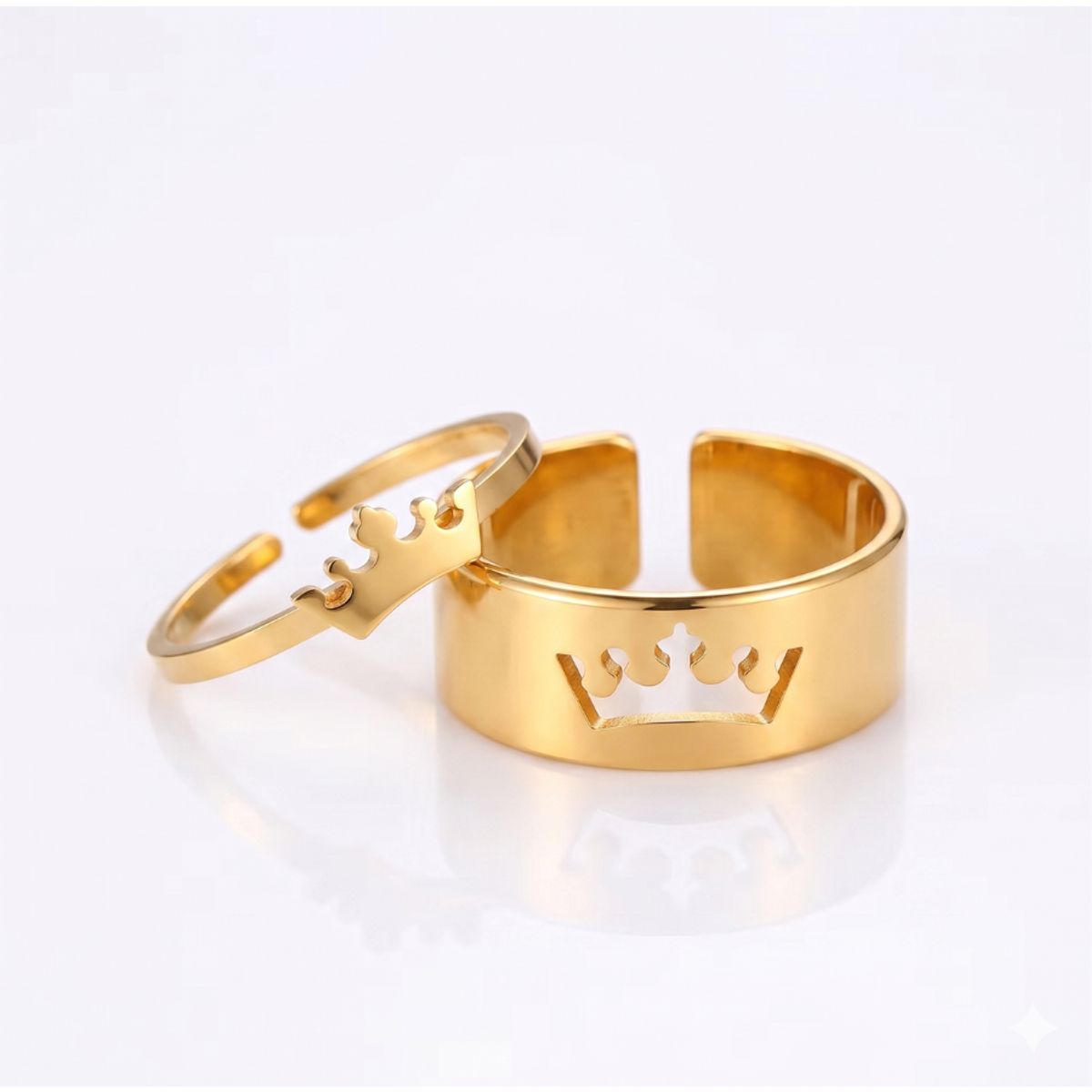 GENERICO - Anillos Ajustables de Pareja Rey y Reina  Diseño Elegante y Romántico