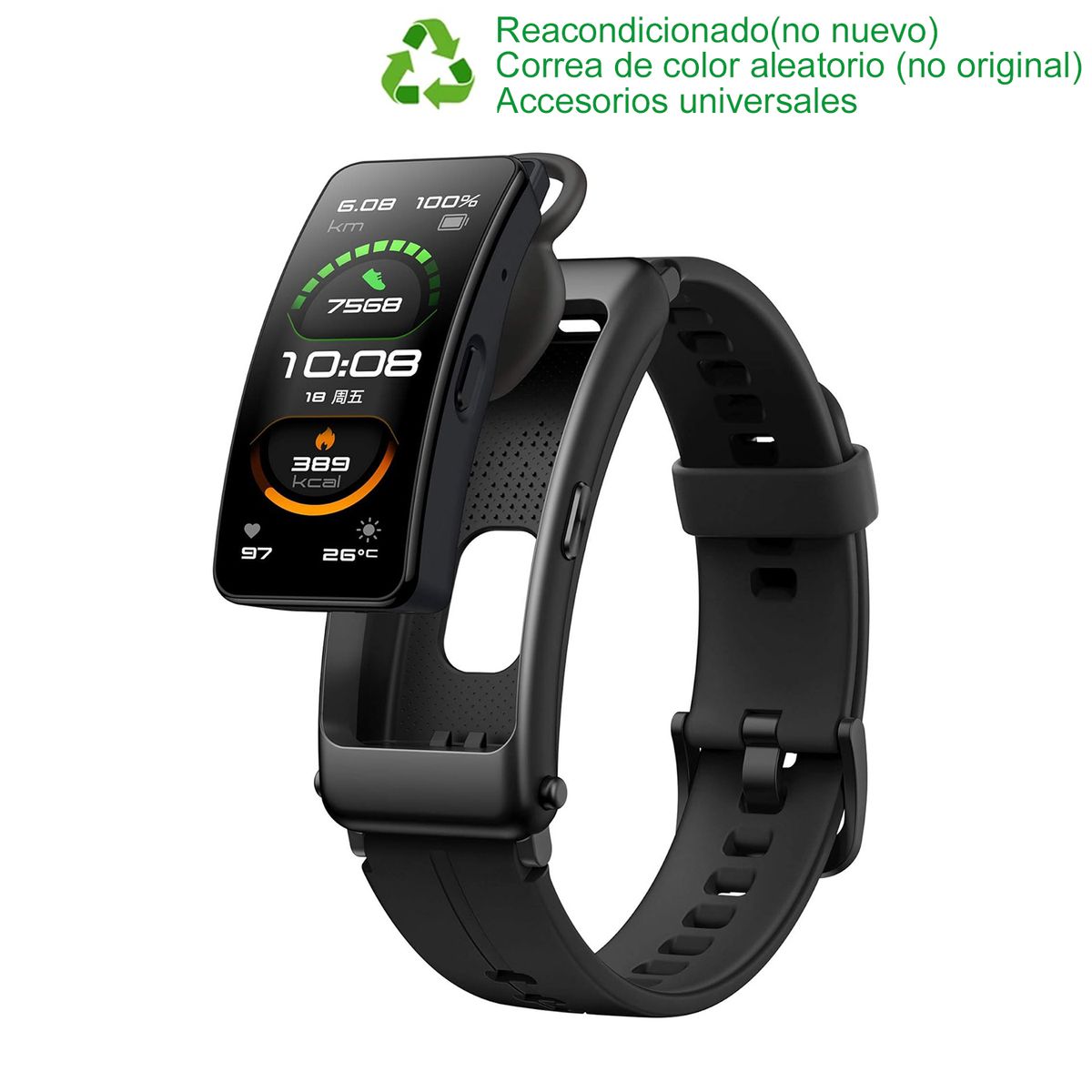 HUAWEI - Huawei Talkband B6 1.53-inch Bluetooth Reacondicionado SemiNuevo-Negro