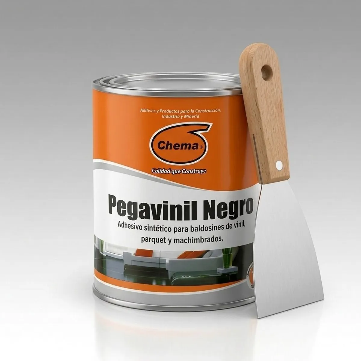 PEGAMENTO ASFALTICO PARA VINILICOS ¼ PEGAVINIL NEGRO + ESPATULA  - FACIL DE USAR, marca CHEMA - Foto Principal