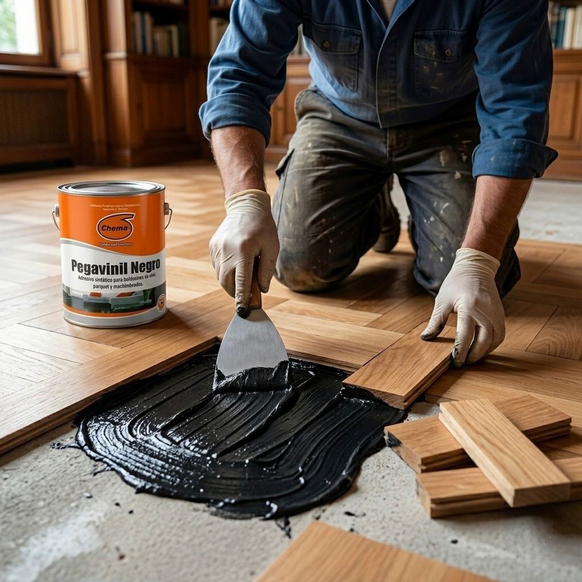 PEGAMENTO ASFALTICO PARA VINILICOS ¼ PEGAVINIL NEGRO + ESPATULA  - FACIL DE USAR, marca CHEMA - Foto 2