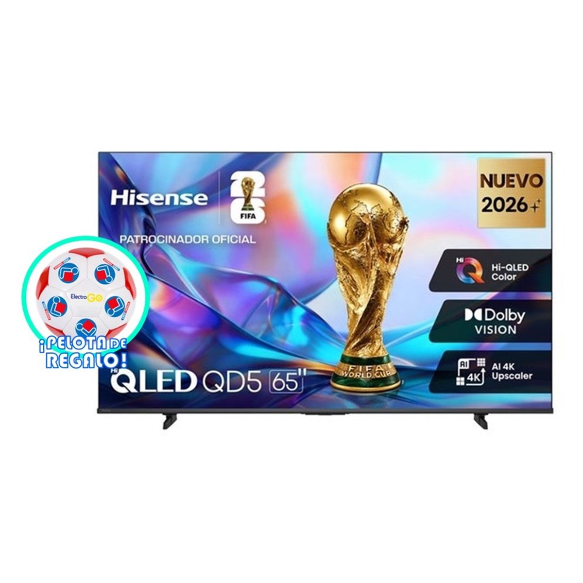 Hisense - TELEVISOR HISENSE SMART TV 65 QLED 4K UHD 65QD5SV + PELOTA DE REGALO
