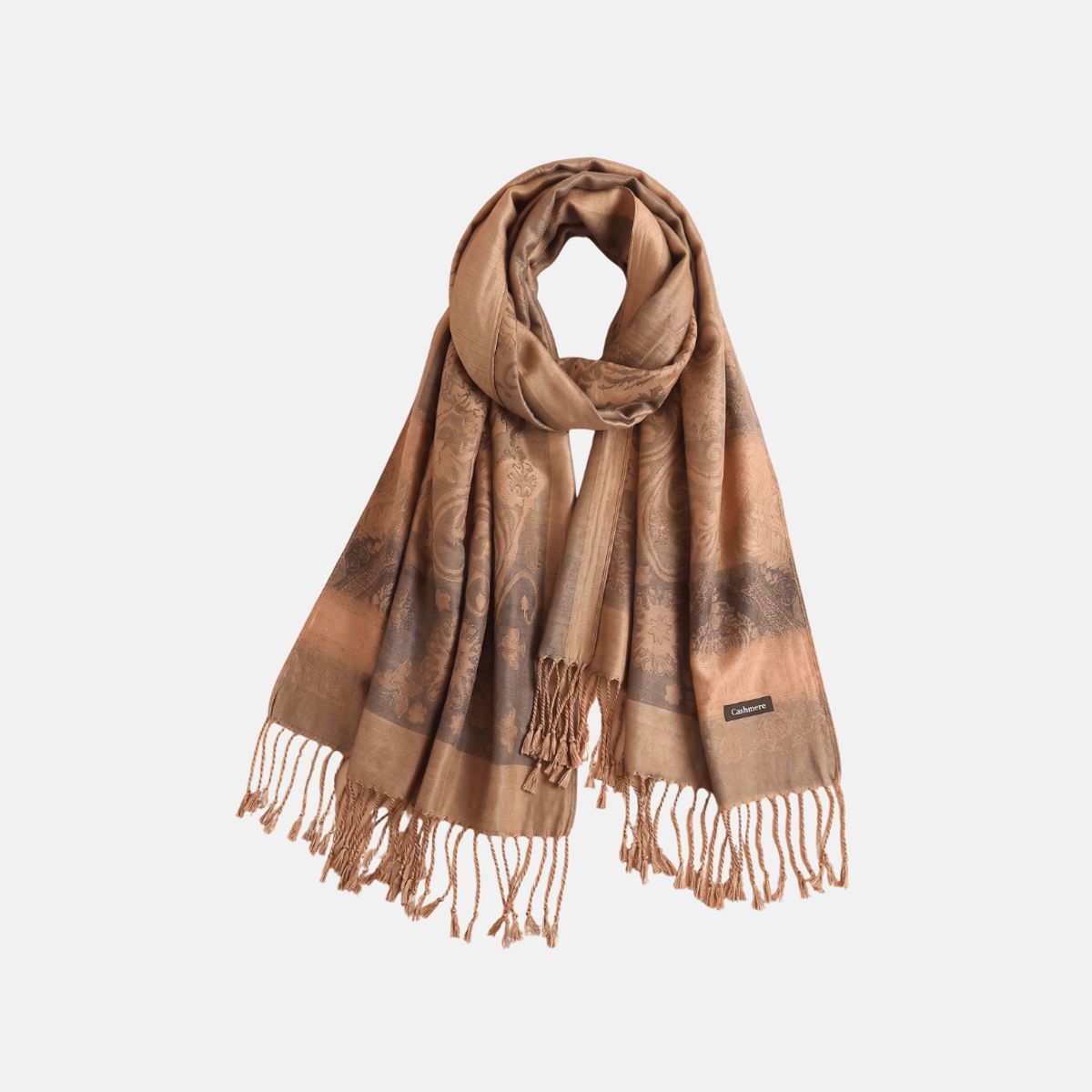 KAST PE - Pashmina mujer Bufanda Emma de hilo 180x80 chal con borlas - Marrón