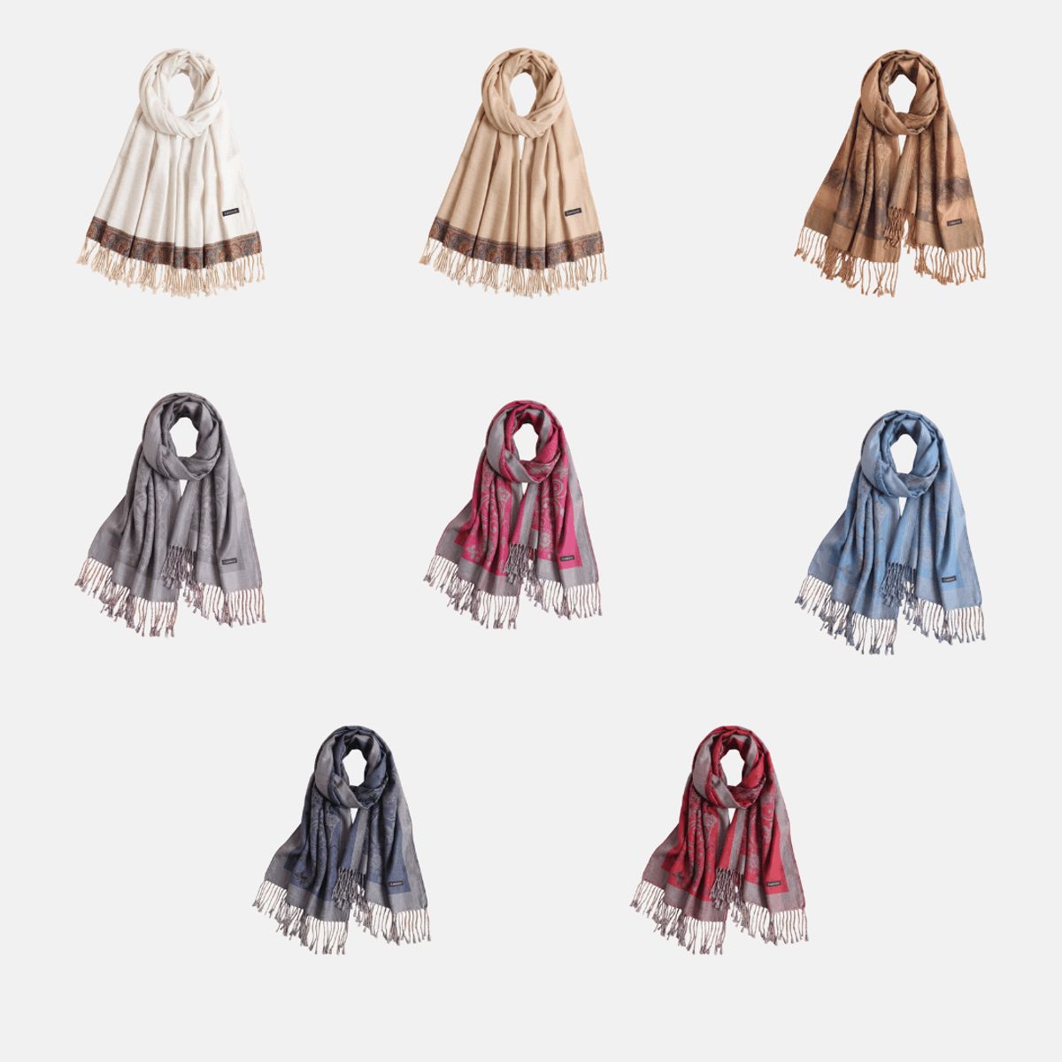KAST PE - Pashmina mujer Bufanda Emma de hilo 180x80 chal con borlas - Marrón