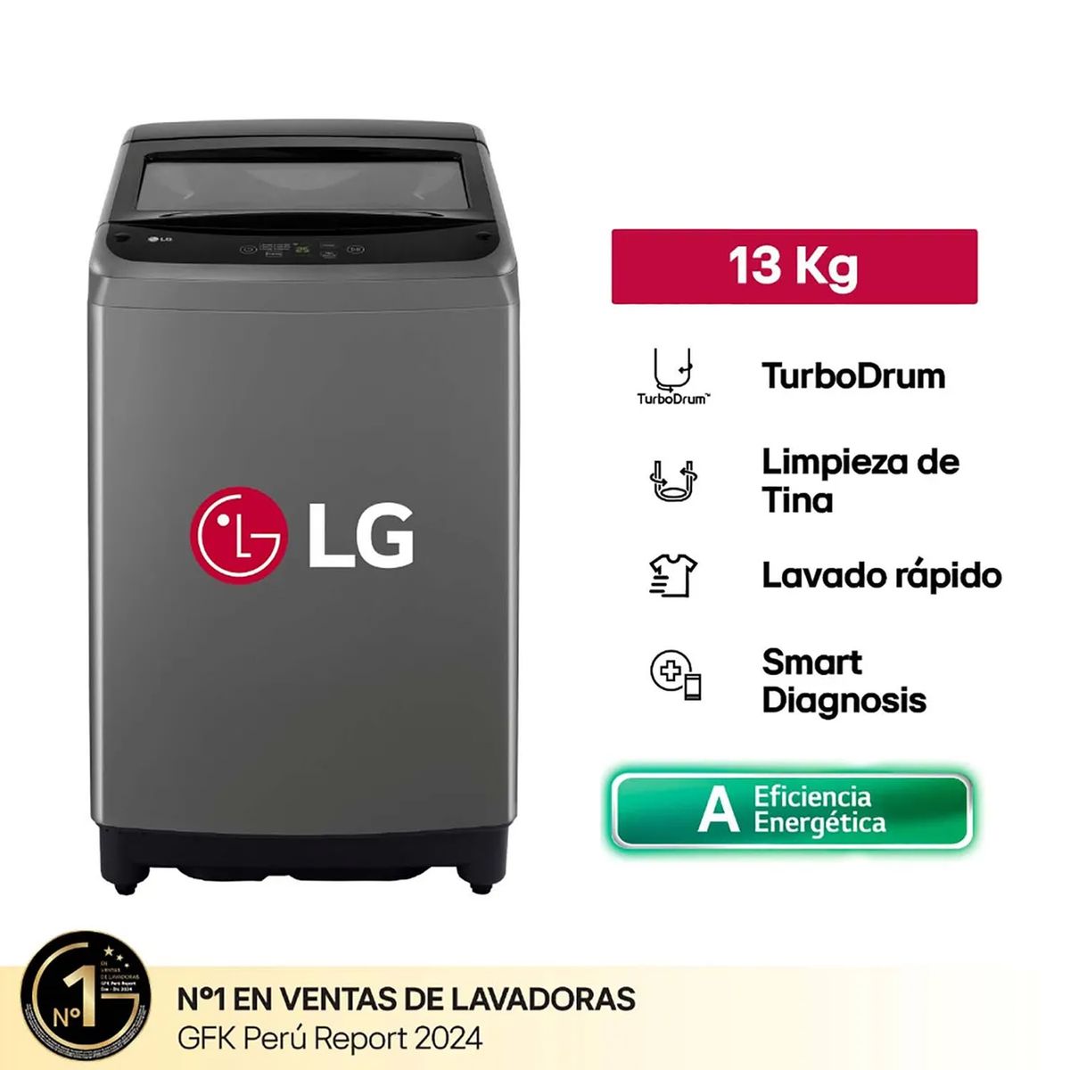 LG - Lavadora 13Kg Carga Superior Negro Claro WT13BVTB