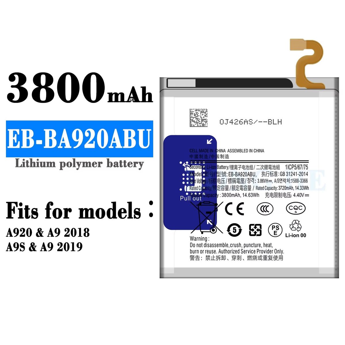 GENERICO - BATERIA A9 2018 - A9 2019 EB-BA920ABU NUEVO - PLOMO