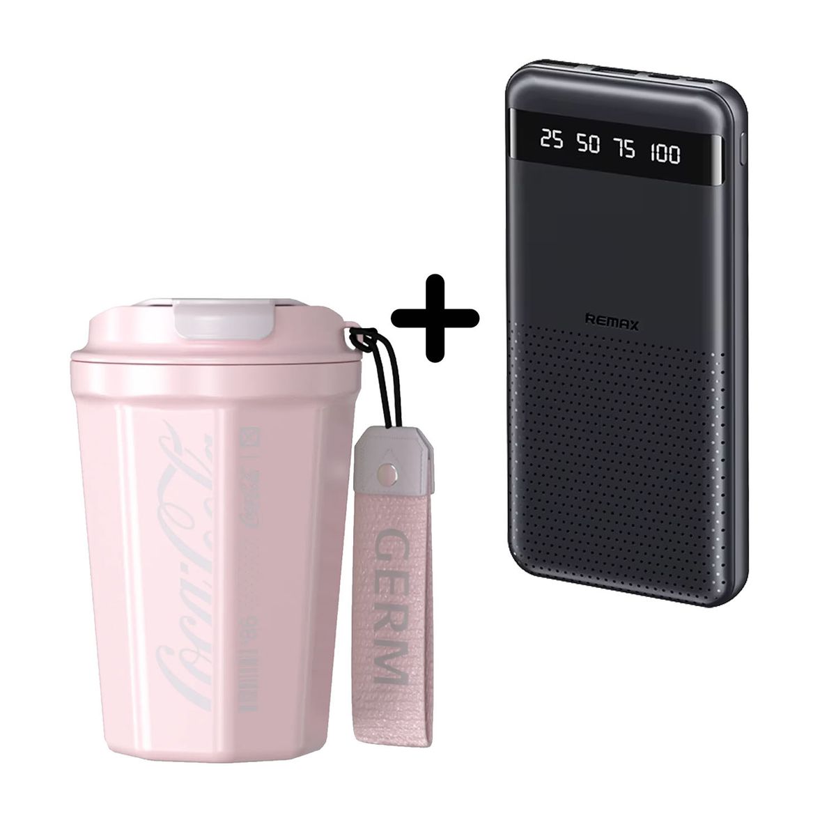 REMAX - Combo Vaso Coca-Cola Rosa 390ml + Power Bank Remax RPP-10 Negro