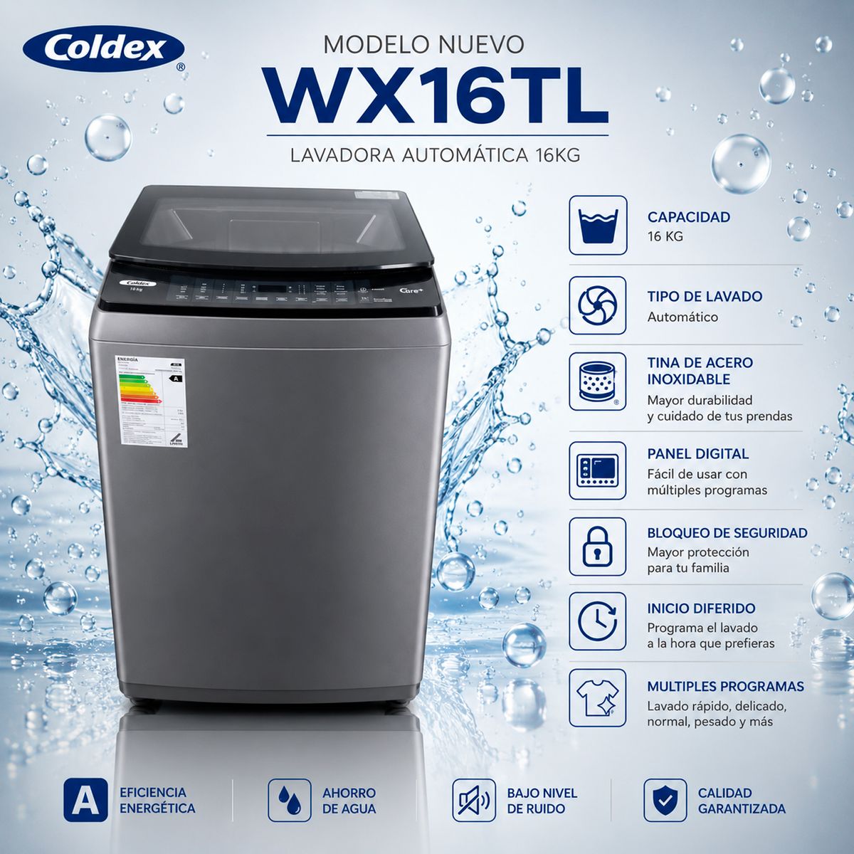 Coldex - Lavadora Coldex Automática 16KG WX16TL