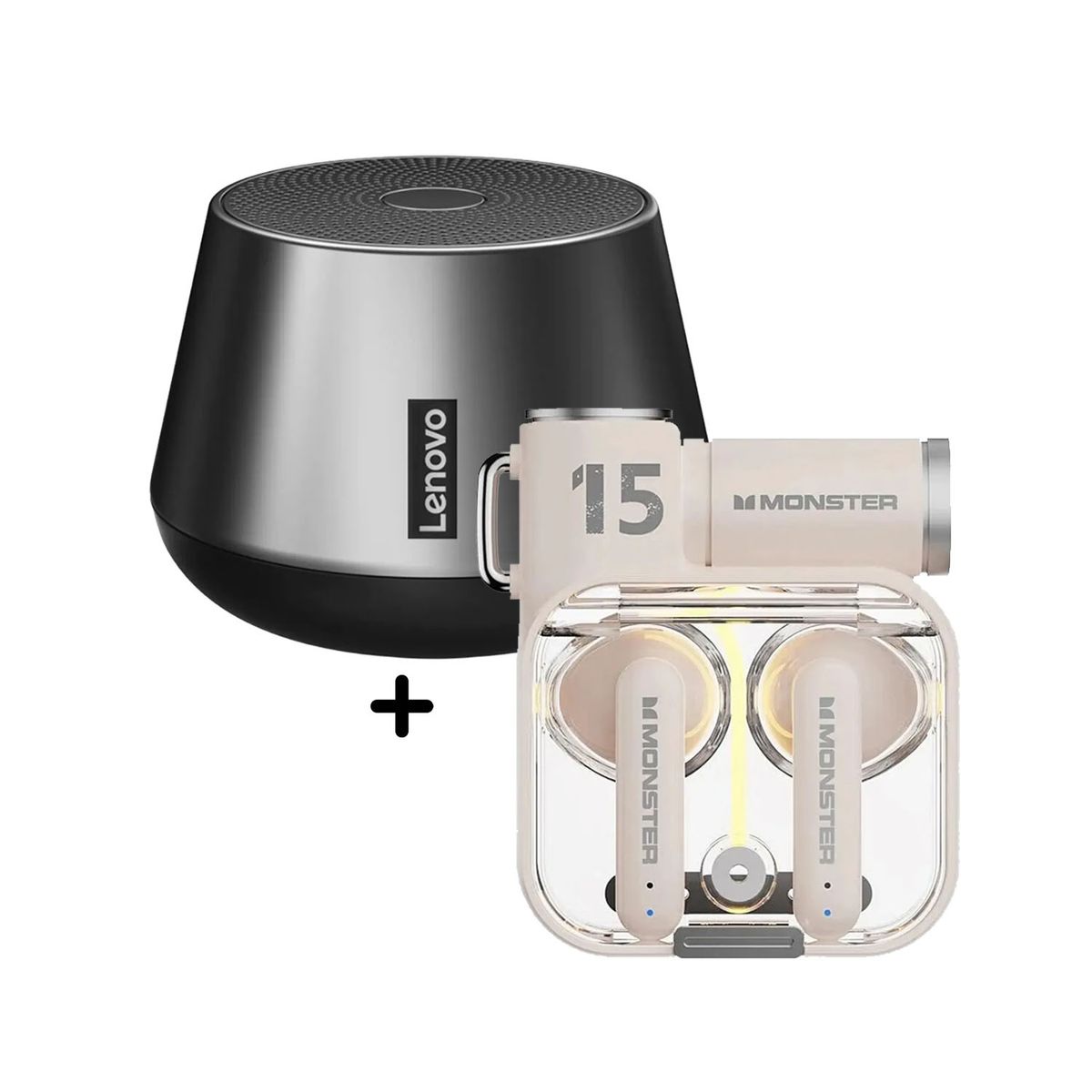 LENOVO - Combo Audífonos Monster XKT15 Ivory + Parlante K3 Pro