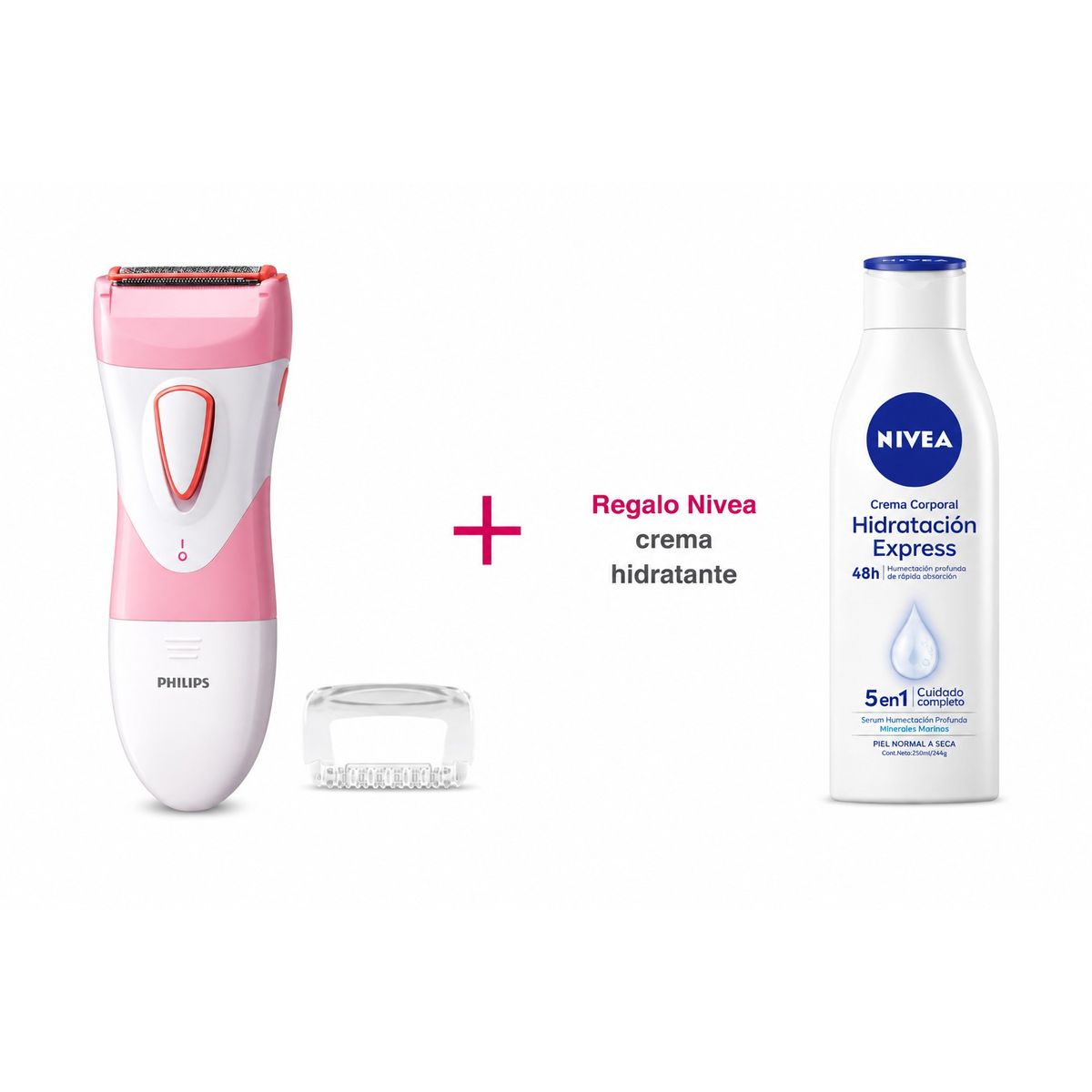 PHILIPS - Depiladora Philips SatinShave Essential HP6306_00 + Crema Nivea Body Hidratación Express 250 ml