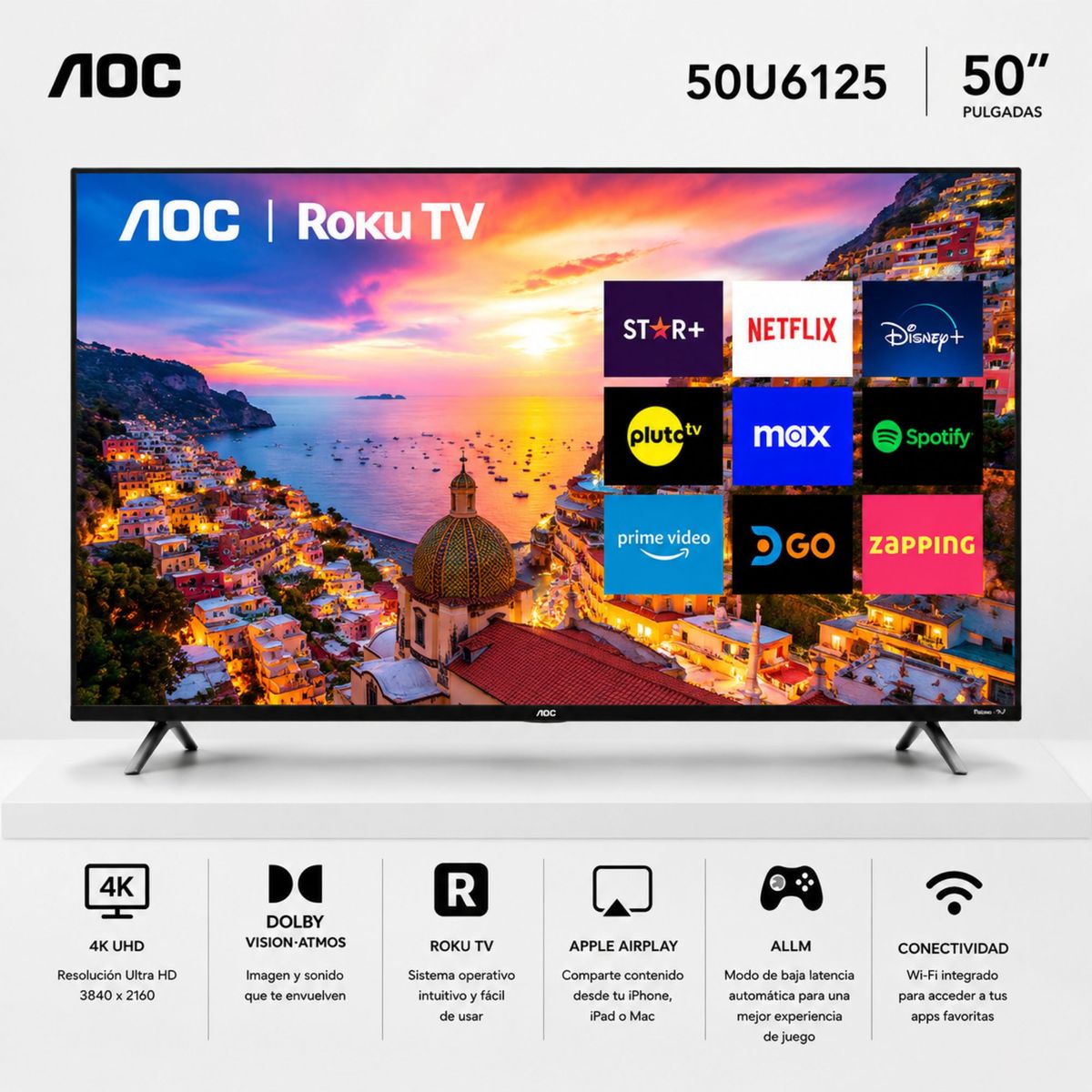 AOC - Televisor Led 4K UHd Smart Roku 50 AOC 50U6125