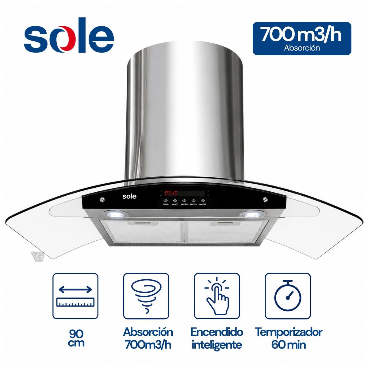 Sole - Campana Extractora Venus Plus Sole 90cm TURE63CO