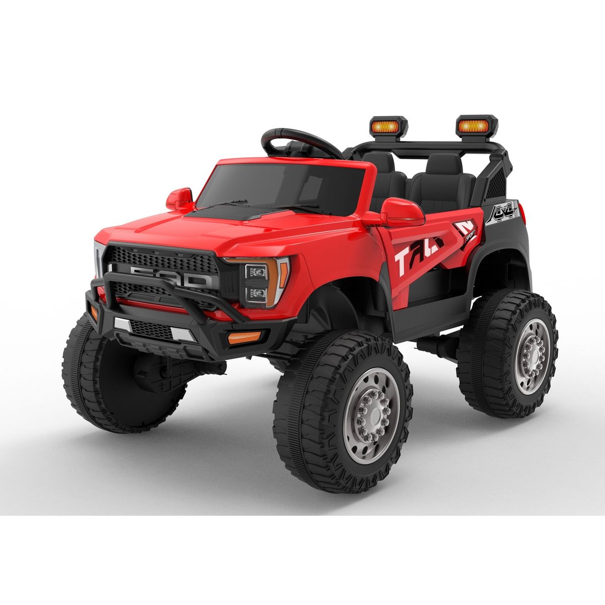 OEM - Carro Eléctrico coche infantil 4x4 Estilo Ford F-150 Raptor 12V Pick Up Off-Road con Luces LED Rojo